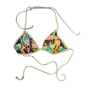 Victoria's Secret PINK Swim Bikini Top Geometric White Multicolored Size Large